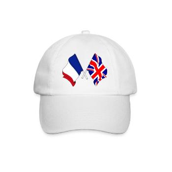 Flagge von Frankreich und Flagge von England - Baseballkappe - Weiß/Weiß - Vorne