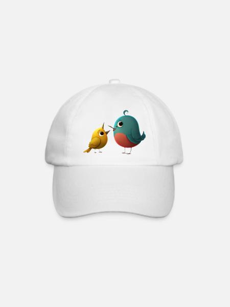 Süße Cartoon Vögel - Baseballkappe - Weiß/Weiß