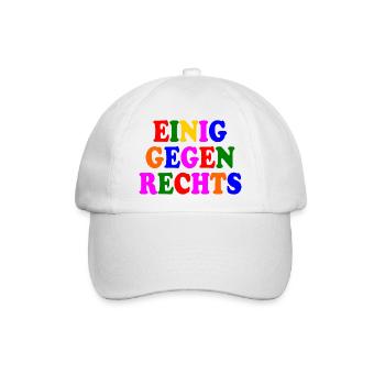 Einig gegen rechts - Baseballkappe - Weiß/Weiß - Vorne