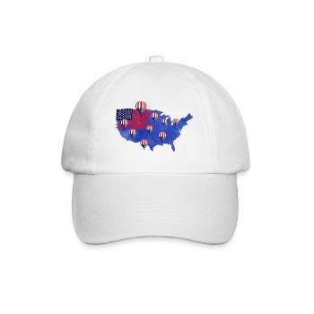 Amerika Heißluftballon Flagge - Baseballkappe - Weiß/Weiß - Vorne