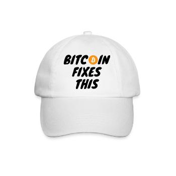 Krypto Bitcoin Fixes This - Baseballkappe - Weiß/Weiß - Vorne