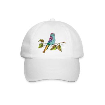 Bunter Vogel - Baseballkappe - Weiß/Weiß - Vorne