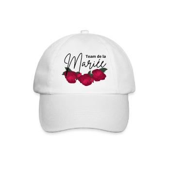 Minimalistisches Brautteam mit roter Blume - Baseballkappe - Weiß/Weiß - Vorne