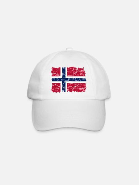 Norwegen Flagge Style Grunge - Baseballkappe - Weiß/Weiß