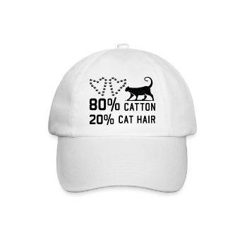 80% Cotton 20% Cat Hair funny Cats Sayings - Baseballkappe - Weiß/Weiß - Vorne