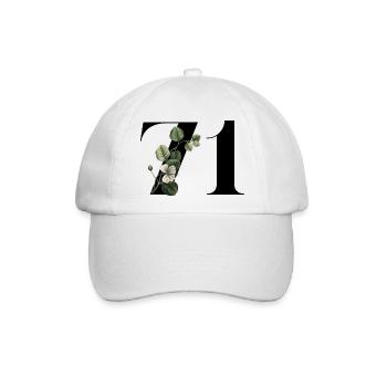 Nummer 71 Blumengrün - 71. Blumengeburtstag - Baseballkappe - Weiß/Weiß - Vorne