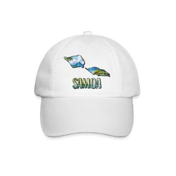 Aquarell Landkarte Samoa - Baseballkappe - Weiß/Weiß - Vorne