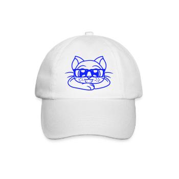 Schlaue Nerd Katze Hornbrille Geek Kätzchen Brille - Baseballkappe - Weiß/Weiß - Vorne