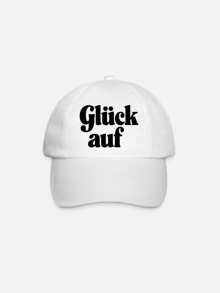 Glück Auf Erzgebirge - Schlägel und Eisen - Baseballkappe - Weiß/Weiß