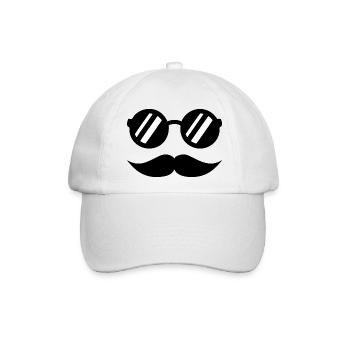 Schnurrbart - Baseballkappe - Weiß/Weiß - Vorne