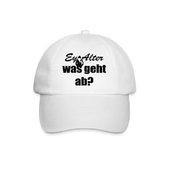 Ey Alter was geht ab? - Baseballkappe - Weiß/Weiß - Vorne