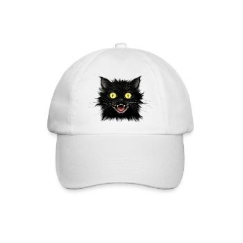 Eine nervöse schwarze Katze - Baseballkappe - Weiß/Weiß - Vorne