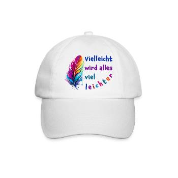Vielleicht wird alles viel leichter - Mut machen - Baseballkappe - Weiß/Weiß - Vorne