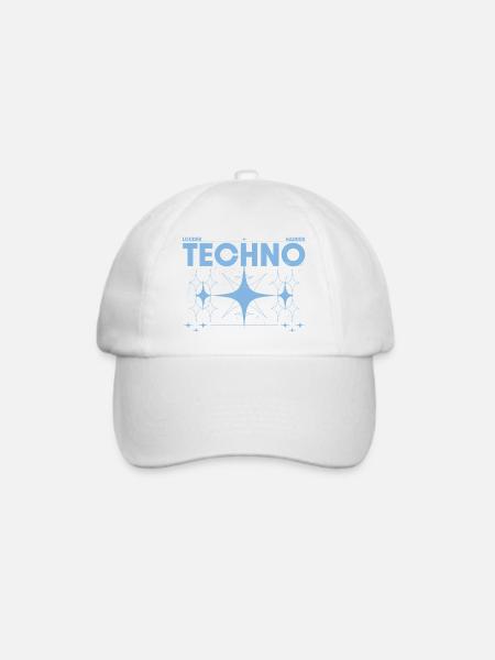 Louder Harder Techno – Rave & Festival Shirt - Baseballkappe - Weiß/Weiß