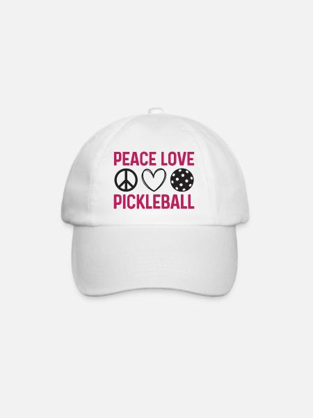 Frieden Liebe Pickleball - Baseballkappe - Weiß/Weiß