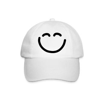 Glückliches Gesicht minimalistische Zeichnung - Baseballkappe - Weiß/Weiß - Vorne