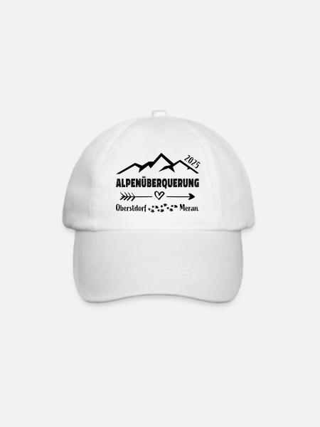 Alpenüberquerung 2025 Oberstdorf Meran E5 Geschenk - Baseballkappe - Weiß/Weiß