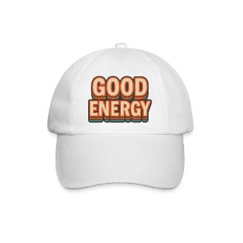 GOOD ENERGY – Retro Style Statement - Baseballkappe - Weiß/Weiß - Vorne