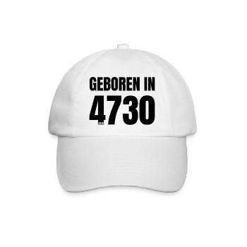 Design 17 – Geboren in 4730 - Baseballkappe - Weiß/Weiß - Vorne