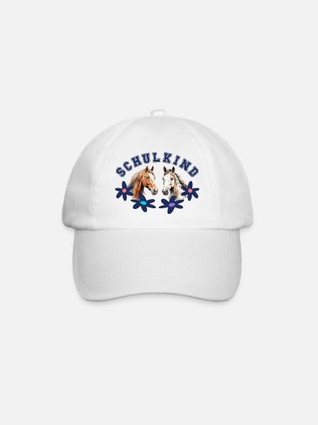 Schulkind Pferde Einschulung 1. Klasse - Baseballkappe - Weiß/Weiß
