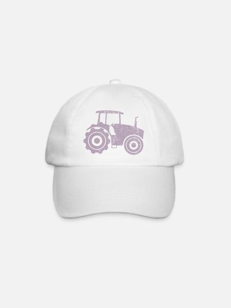 Traktor Silhouette Landwirt Grunge Design - Baseballkappe - Weiß/Weiß