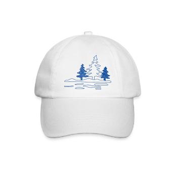 Abstrakter Waldsee mit Kiefern - Baseballkappe - Weiß/Weiß - Vorne