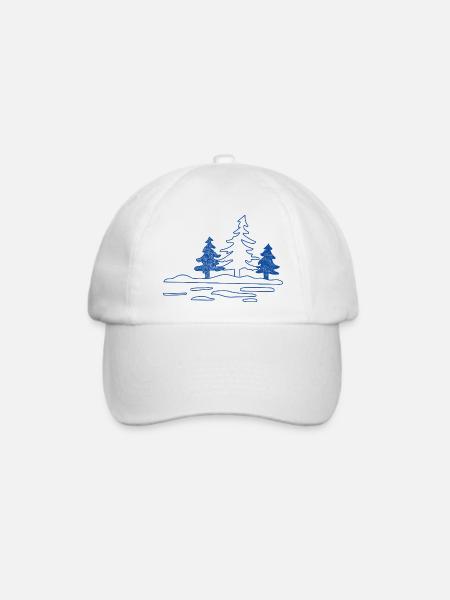 Abstrakter Waldsee mit Kiefern - Baseballkappe - Weiß/Weiß