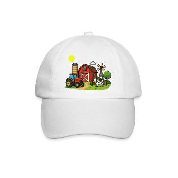 Ländliche Bauernhofszenen Illustration - Baseballkappe - Weiß/Weiß - Vorne
