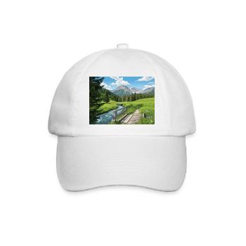 Alpine Flussweg Panorama - Baseballkappe - Weiß/Weiß - Vorne