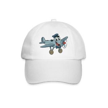 Super Vintage altes Flugzeug im BD-Stil - Baseballkappe - Weiß/Weiß - Vorne