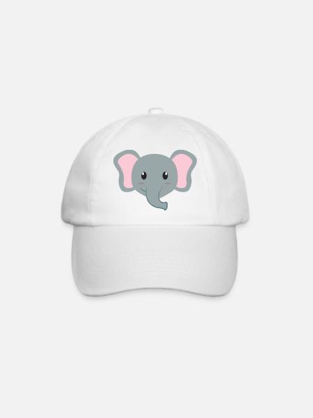 Elefant Cartoon - Baseballkappe - Weiß/Weiß