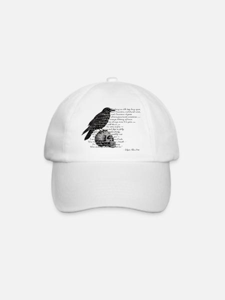 Rabe & Totenkopf – Poe Gothic Design - Baseballkappe - Weiß/Weiß