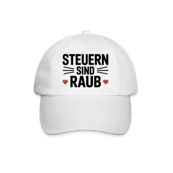 Steuern sind Raub - Funny Steuer Meme - Baseballkappe - Weiß/Weiß - Vorne