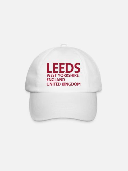 Leeds – England Liedtextdesign - Baseballkappe - Weiß/Weiß