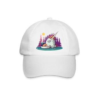 Verschlafenes Einhorn am Teich - Baseballkappe - Weiß/Weiß - Vorne