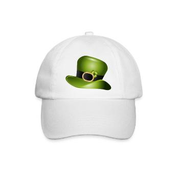 Grüner Zylinderhut mit Kleeblatt – St Patrick - Baseballkappe - Weiß/Weiß - Vorne