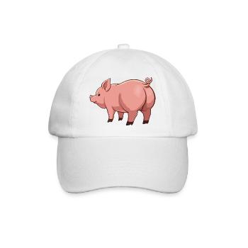 Cartoon-Schwein in Pinktönen - Baseballkappe - Weiß/Weiß - Vorne