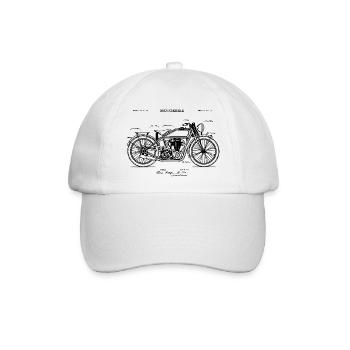 Vintage MOTORBIKE Patentdruck-BLAUPAUSEN - Baseballkappe - Weiß/Weiß - Vorne