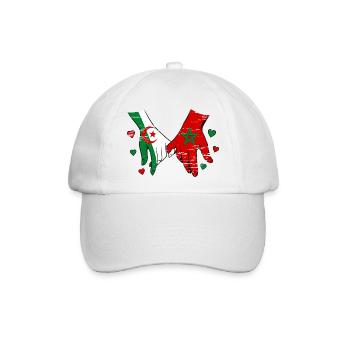  Algerien Marokko Flagge Händehalten used - Baseballkappe - Weiß/Weiß - Vorne