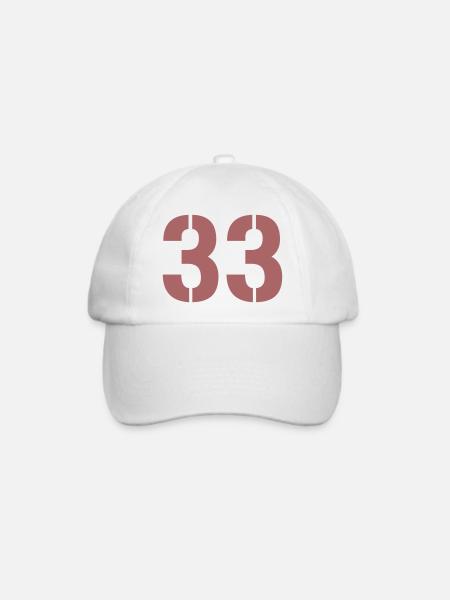 Geometrische Zahl 33 Block - Baseballkappe - Weiß/Weiß