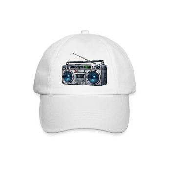 Retro Boombox Ghettoblaster - Baseballkappe - Weiß/Weiß - Vorne