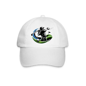Golfer-Silhouette im Schwungkreis - Baseballkappe - Weiß/Weiß - Vorne