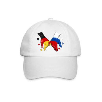 Deutschland Russland Flagge Händehalten - Baseballkappe - Weiß/Weiß - Vorne