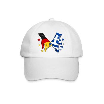 Deutschland Griechenland Flagge Händehalten - Baseballkappe - Weiß/Weiß - Vorne
