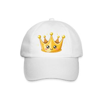 Kawaii Goldene Krone Illustration - Baseballkappe - Weiß/Weiß - Vorne