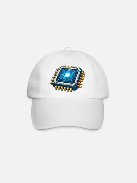 Leuchtender Mikrochip Digitalkern - Baseballkappe - Weiß/Weiß