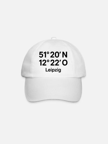 Leipzig Koordinaten Druck - Baseballkappe - Weiß/Weiß