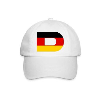 D- Deutschland Flagge Stil - Baseballkappe - Weiß/Weiß - Vorne