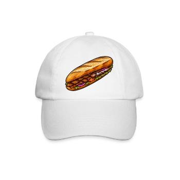 Baguette-Sandwich Illustration - Baseballkappe - Weiß/Weiß - Vorne