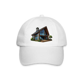 Glasfront Holzhaus Chalet - Baseballkappe - Weiß/Weiß - Vorne